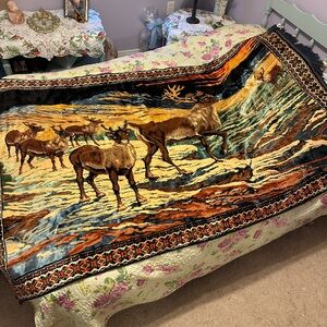 Majestic Deer Scene large canvas area rug or wall piece